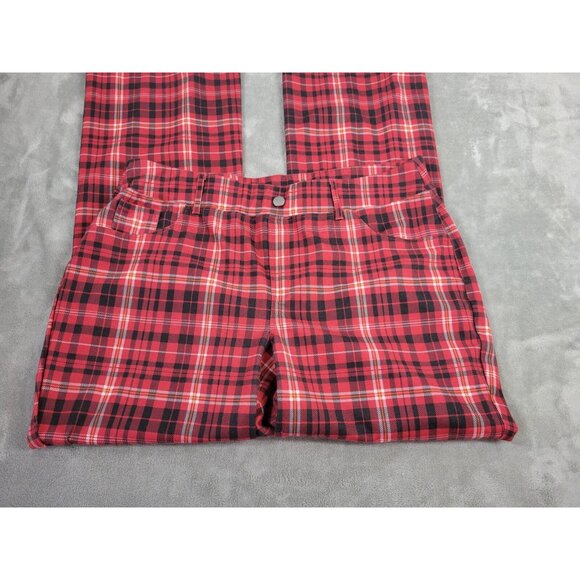 Cato Women Pants 18W 20W Plus Boot Cut Red Plaid Pull On Poly Blend BOO16E - Picture 3 of 8